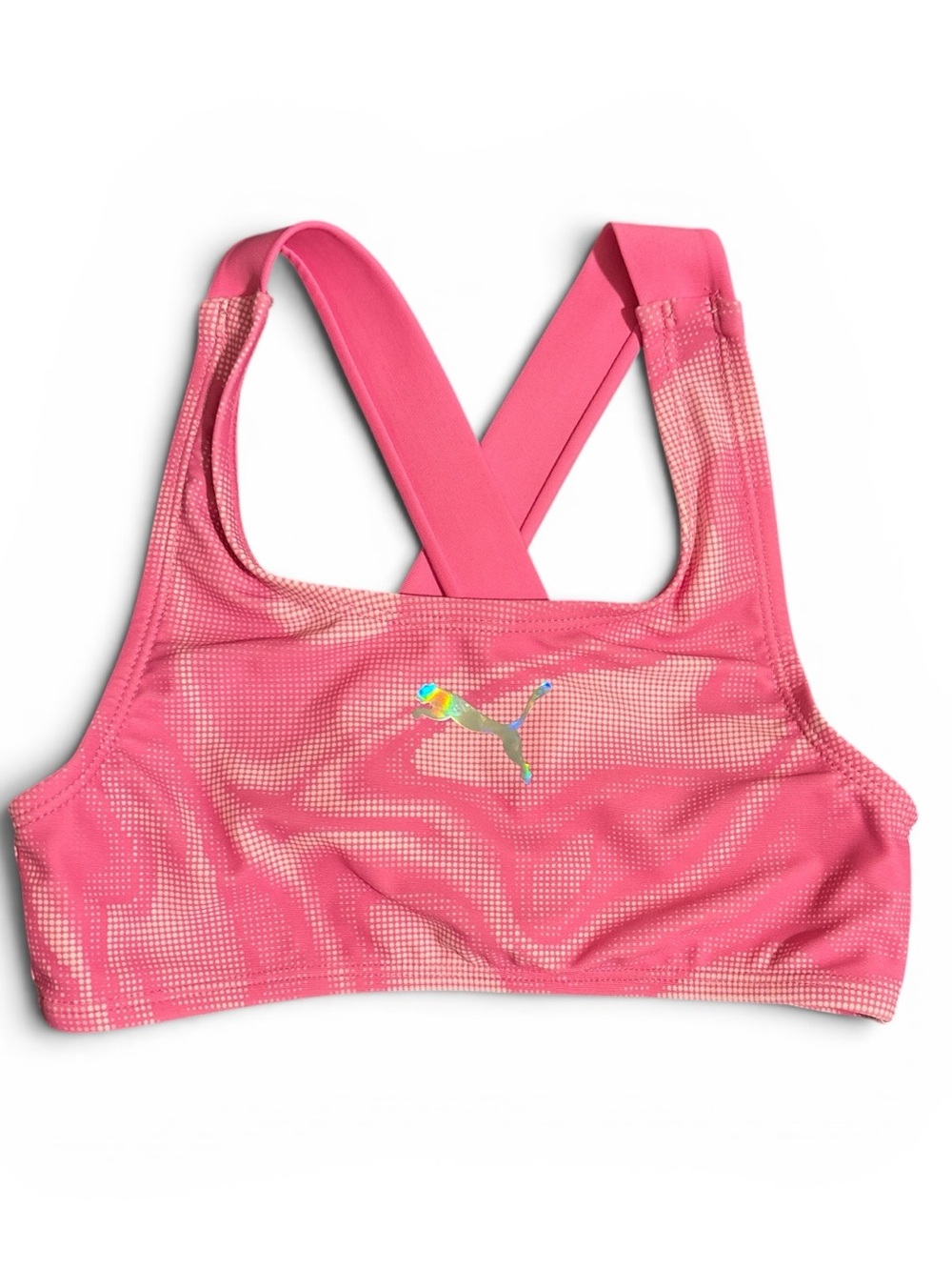 PUMA Pink Girls' Crossback Swim Top